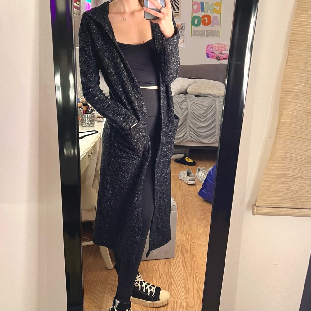 Sanctuary Maxwell Hooded Long Grey Cardigan Sweater